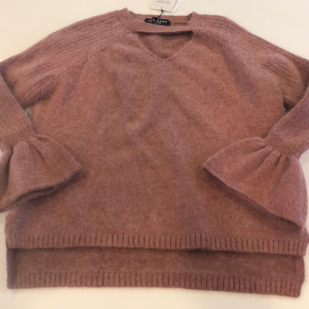 NWT Few Moda Choker-Neck Bell-Cuff Sweater size M
